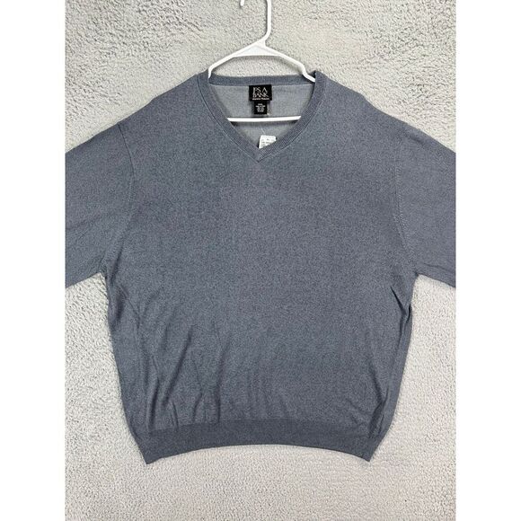 Jos. A. Bank V-Neck Sweater Mens 2XL Grey Signature Collection Silk Pullover NEW